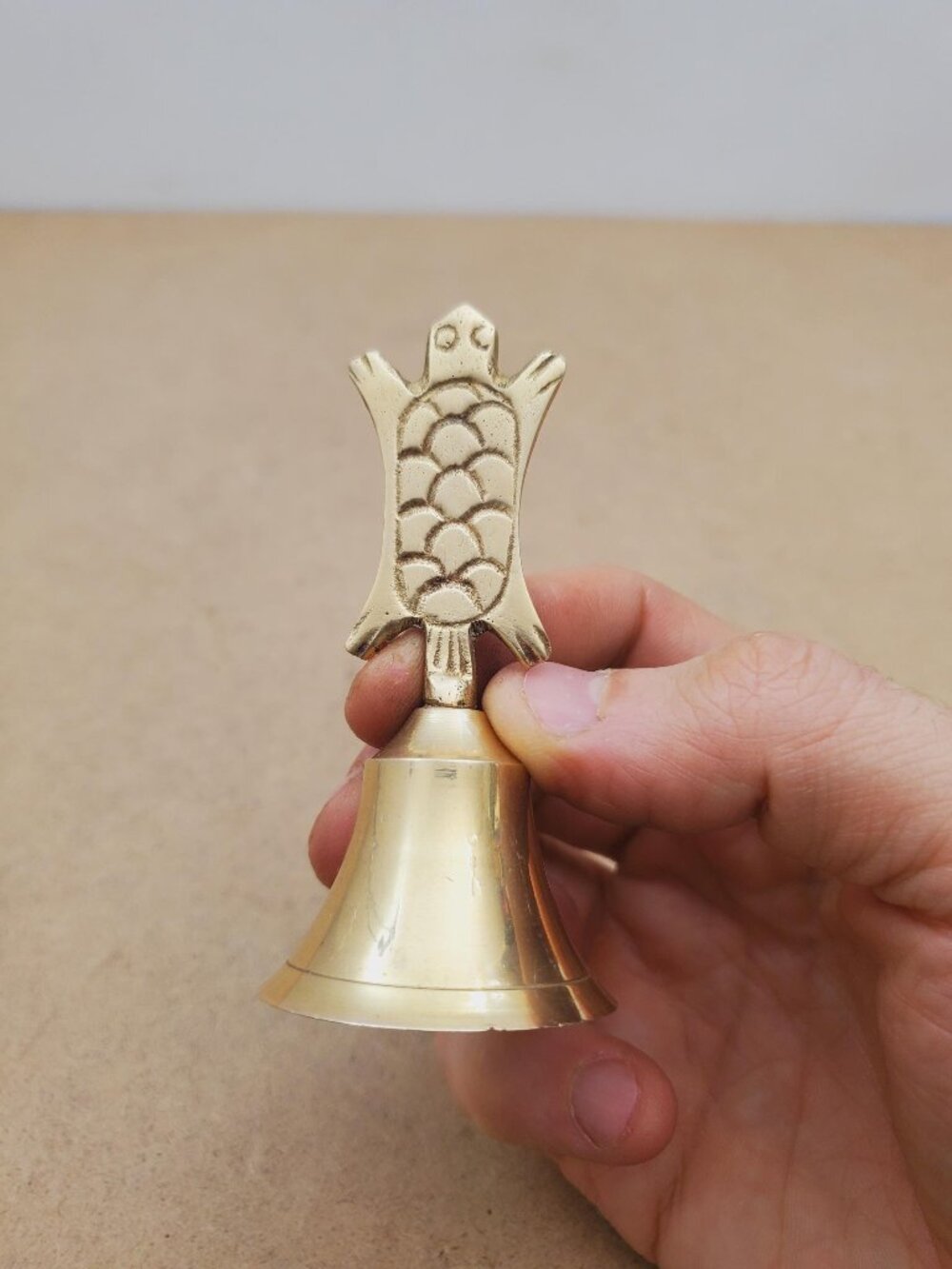 Vintage Brass Hand Bell - Handheld Solid Brass Bell with Charming Tone - Home